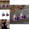 Festive Santa Acrylic Dangle Earrings With Print Technique For Christmas Parties