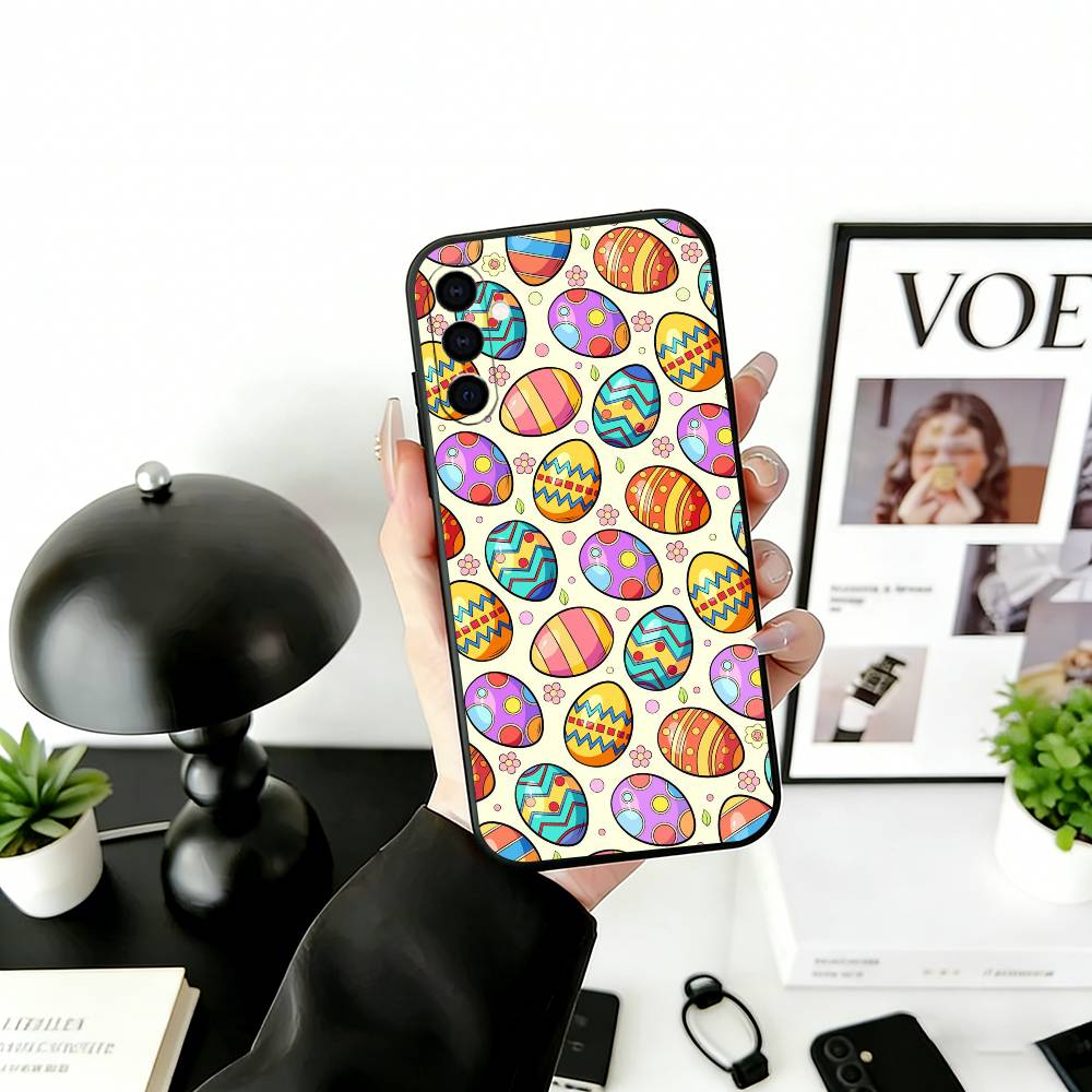 Easter Pattern Phone Case For Samsung Galaxy A73,A72,A71,A70,A53,A52,A51,Others Soft Black Cover