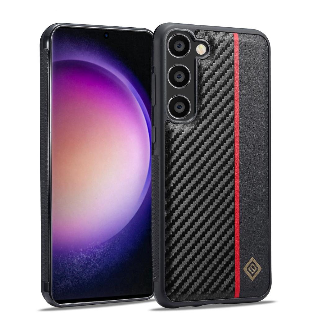 Carbonfaser-Ledertasche für Samsung Galaxy S21 S20 FE S8 S9 S10 S22 Plus S23 Ultra Note 20 Stoßfeste Mikrofaser-Innenhülle