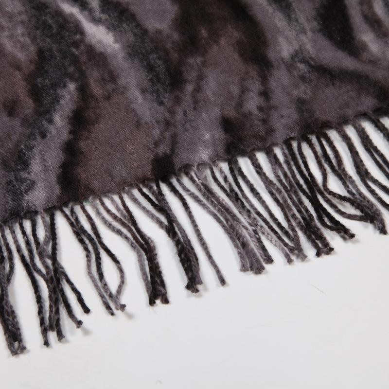 Water ripple print cashmere scarf for autumn and winter, new European and American vintage winter warm versatile shawl and neck warmer