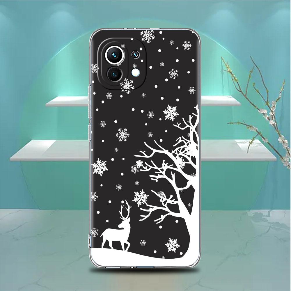 Frohe Weihnachten im Winter, transparente Hülle für Xiaomi Mi Poco X3 NFC M3 Pro F3 F1 11 Lite 12 Note 10 11T 9T, transparente Telefonabdeckung