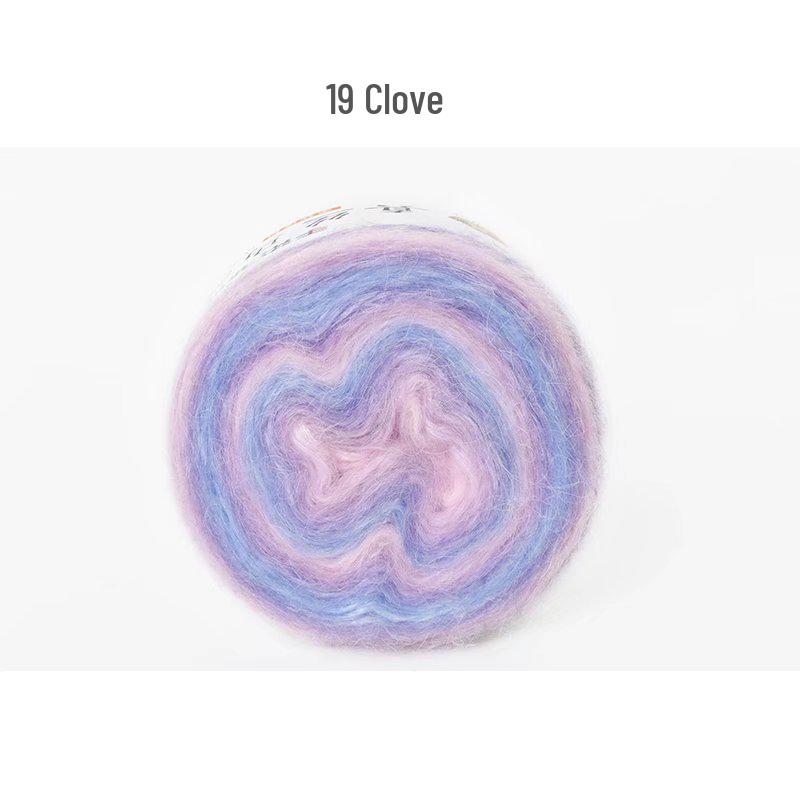 Hand-Dyed Gradient Rainbow Mohair Yarn - Fluffy, Soft, and Perfect for Knitting and DIY Projects.