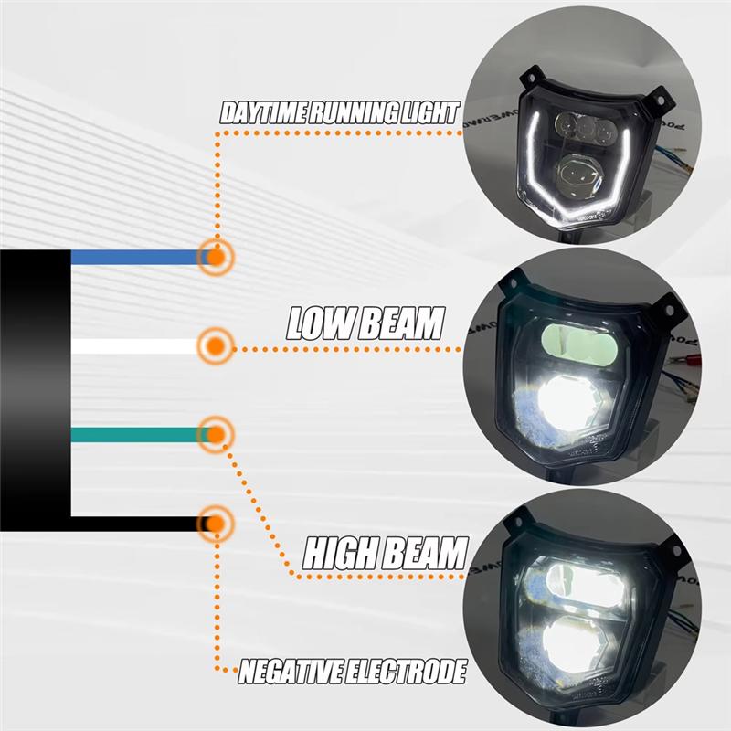 A16P-Motorcycle LED Headlights For Honda For CRF 125 250 450L 450RL CR XR High Low Light DRL Enduro Dirt Bike Accessories