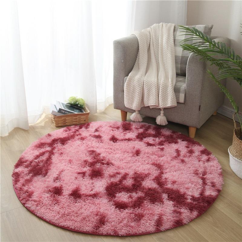 Pink Round Carpet Fluffy Soft Area Floor Mat Children Girls Room Princess Castle Plush Carpet Living Room Home Decor