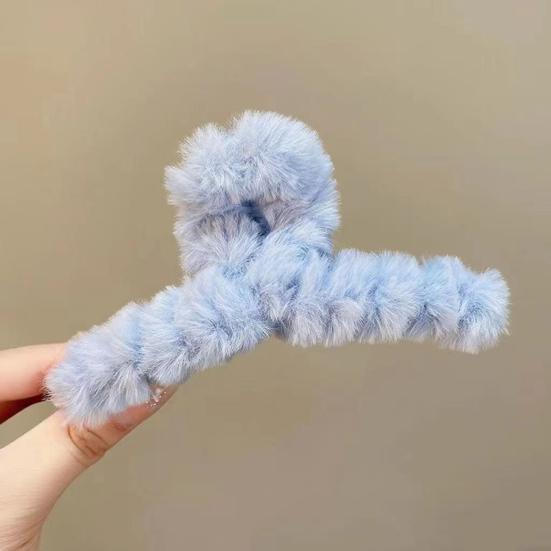 Hair Claw Plush Decor Strong Grip Back Head Hair Clip Women Large Shower Hair Clamp Hair Styling Tool