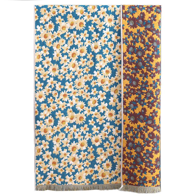 Flowers Tassels Bath Towel 80x160cm - 100% Cotton Gauze Towel Soft Absorbent Quick Drying Large Bath Towel Double-sided Floral Towel for Women
