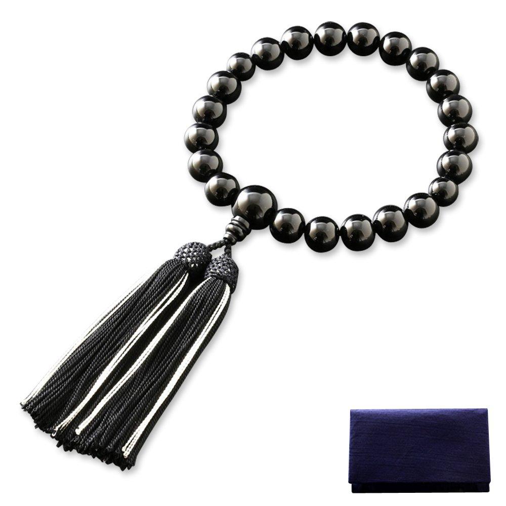 

Мужские буддийские молитвенные бусы, чистый шелк с двухцветной кисточкой и черным ониксом (20 бусин) [Оникс] [Набор мешочков для молитвенных четок] M-040 Киотские буддийские молитвенные четки