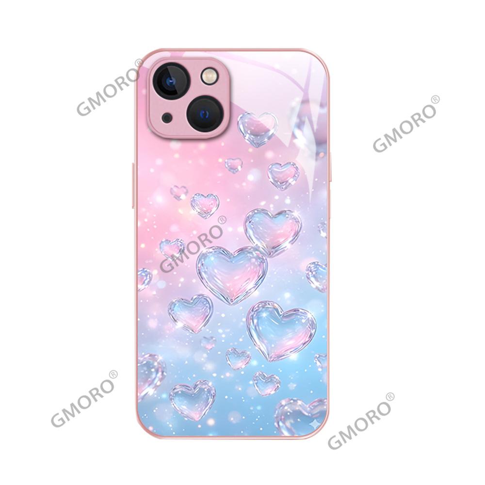 Dream Pink Love Is Suitable for Apple 16Pro Girl Mobile Phone Case iPhone17 Pink Glass Case.