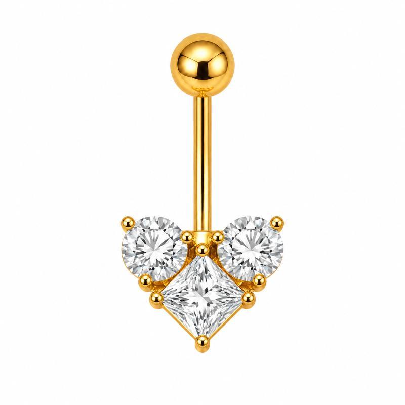 Dangle Belly Button Ring Gold Color Hypoallergenic Butterfly Heart Shape Piercing Jewelry for Summer Beach Party
