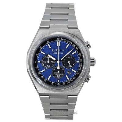 Zenshin Chronograph Super Titanium חיוג כחול Eco-Drive CA4610-85L שעון גברים 100M