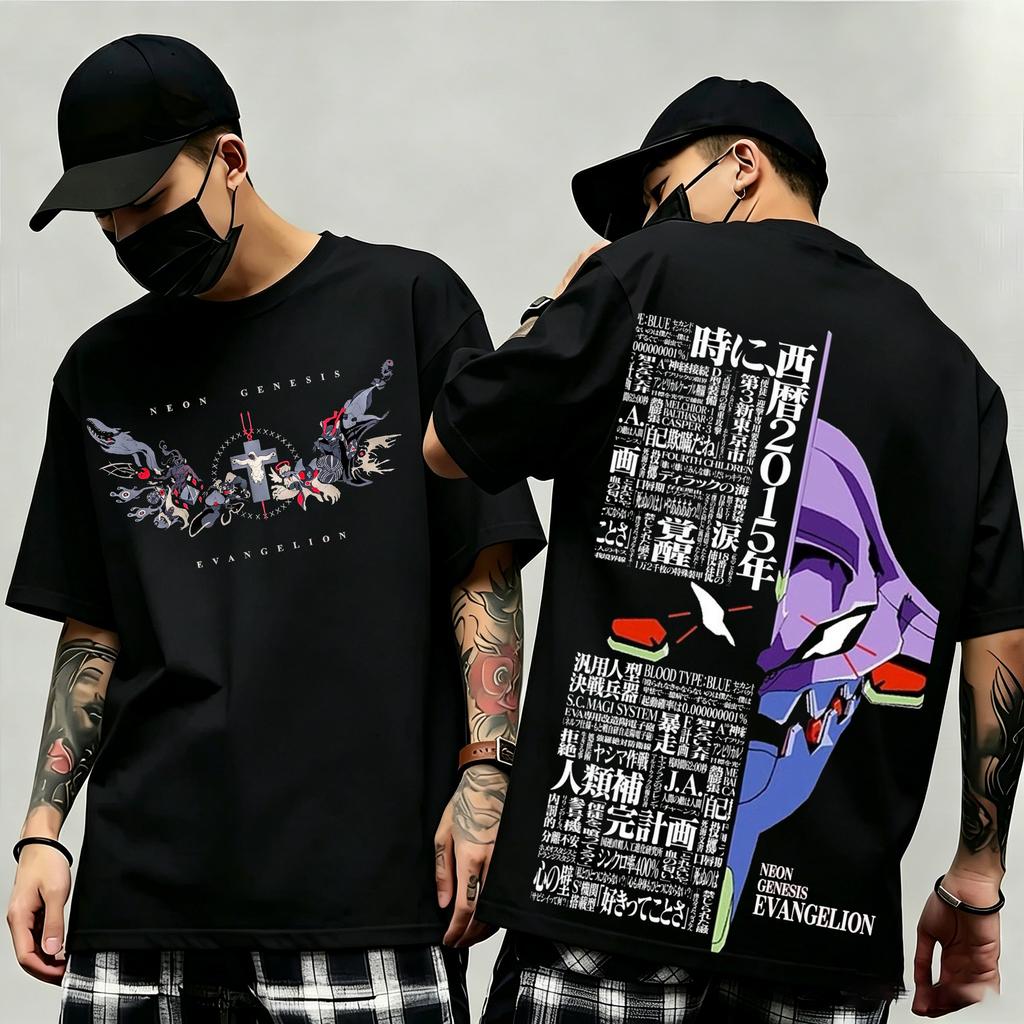 2026 Summer New Arrival Evangelion Pattern Street Style Print ShortSleeve TShirt Y2K Style Suitable for Both Unisex and Unisex