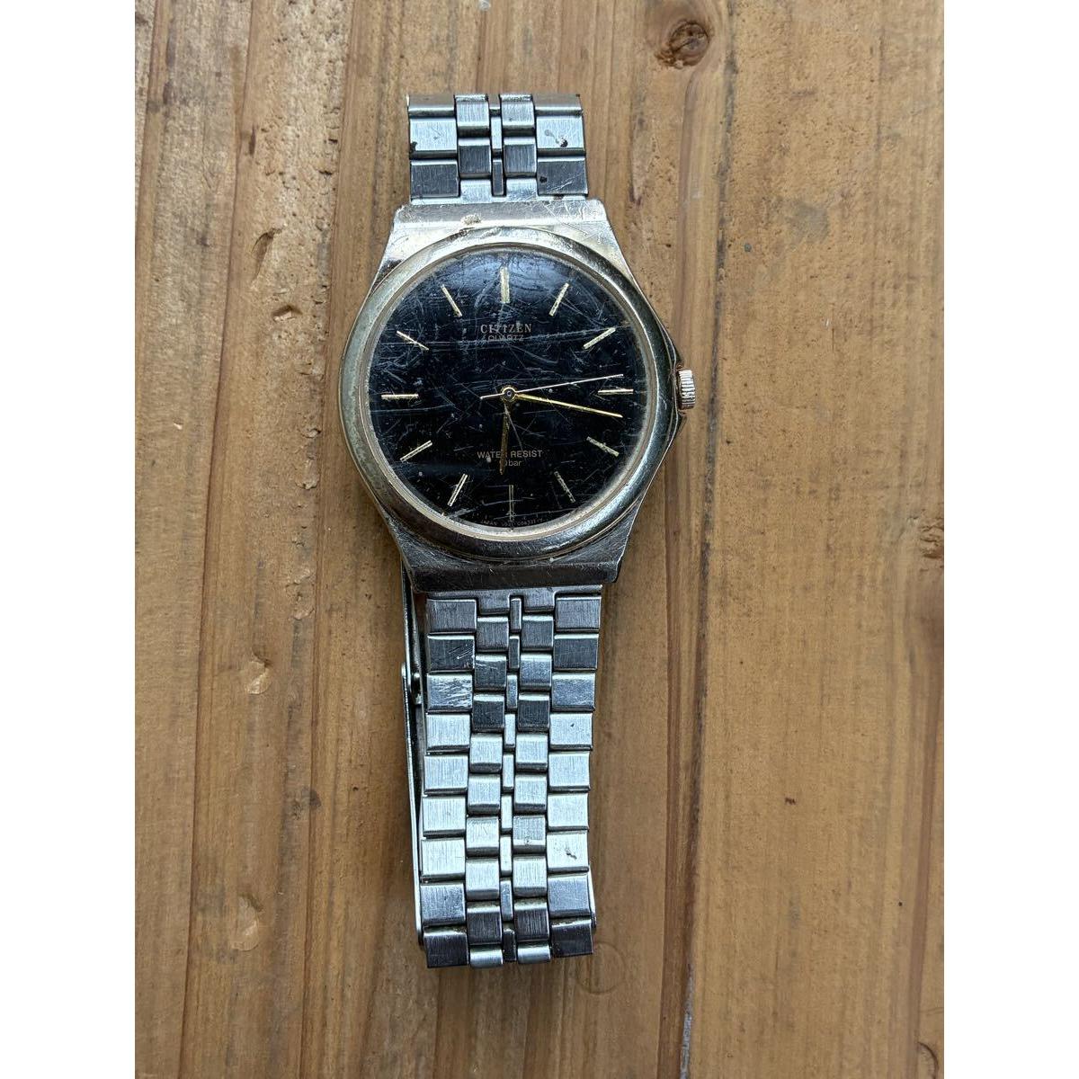 Used [CITIZEN] Citizen Quartz 6031-G06371 Black Dial 10BAR Men s Watch Vintage Working Item