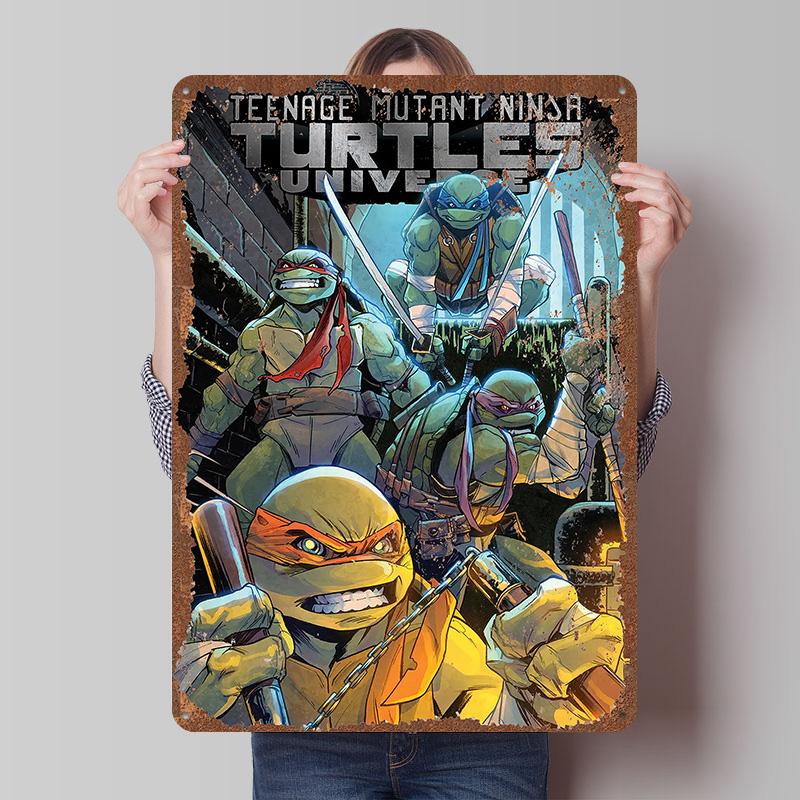 TMNT Tinplate Posters Customizable Wall Art Retro Vintage Metal Tin Signs for Bedroom Decoration Gaming Home Decor Accessories