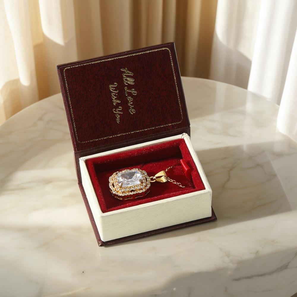 Creative Engagement Ring Case Velvet Jewelry Packaging Durable Book Shape Ring Box  Travel