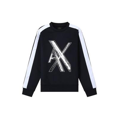 Color Block Letter Crew Neck Sweatshirt Men Sweatshirts Deep-Navy-Blue 6KZMLR-ZJKQZ-1583