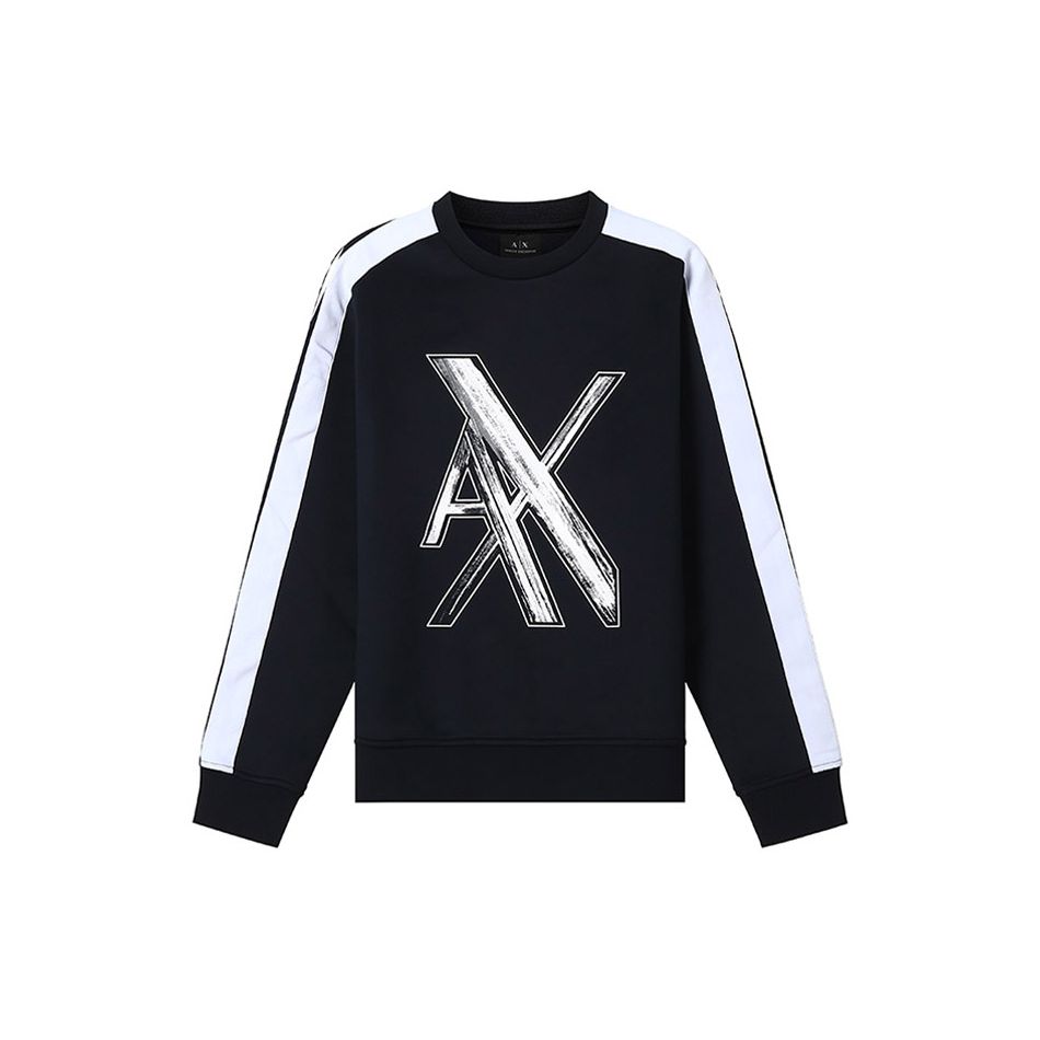 Sweatshirt à col rond Armani Exchange Color Block Lettres Hommes sweatshirts Bleu Marine Profond 6KZMLR-ZJKQZ-1583 L white