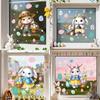 PVC Wall Stickers Self-Adhesive Festival Party Sticker New Flower Rabbit Sticker  Wall Decoration