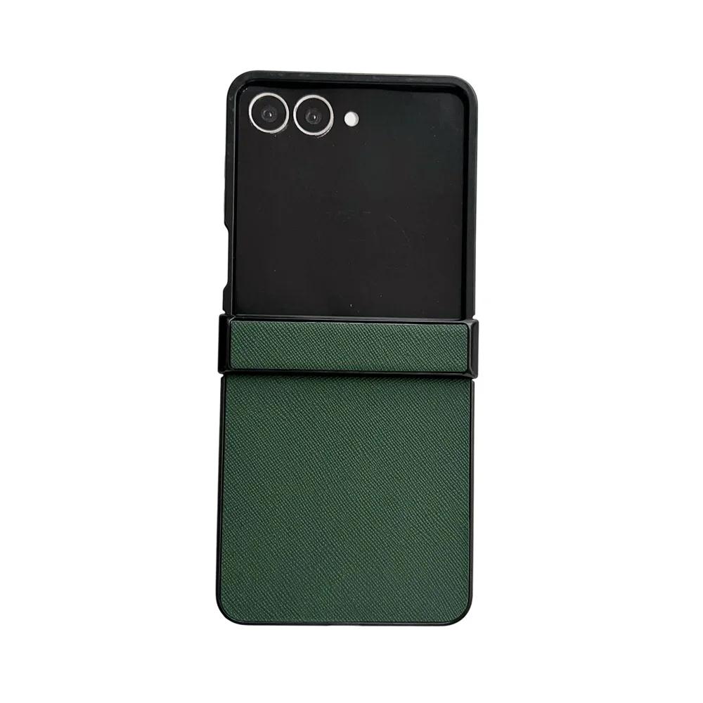 Luxury PU Leather Phone Case for Samsung Galaxy Z Flip 7 Fe 6 5 4 3 5G Hinge Protective Cover Durable Slim Fit