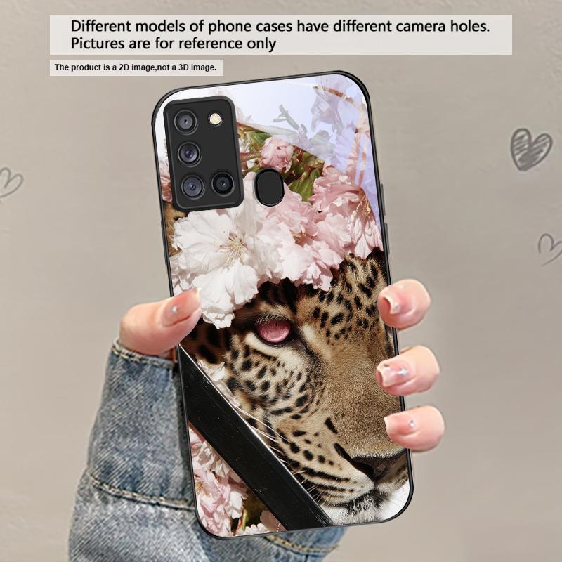 Flower Leopard Shadow For Samsung Galaxy A30 A31 A32 A33 A34 A35 A42 A30s A20 A25 A26 A51 A56 A54 A72 A73 70 Glass Phone Case