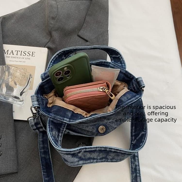 Vintage Washed Denim Mini Tote Bag Hand Bag