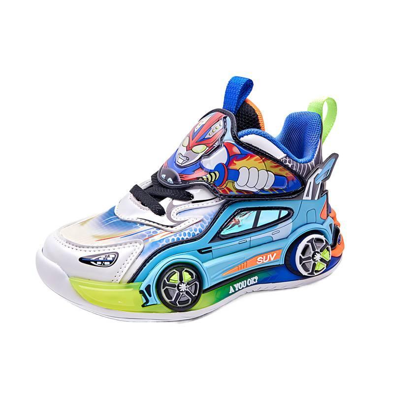 Boys Shoes Spring 2025 Children's Sports Car Light Shoes Fried Street Boys Sports Trend Shoes Soft Sole Ultraman Classmate