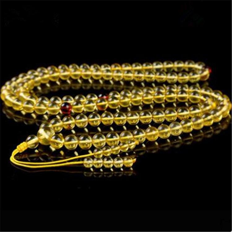 Bernstein-Bienenwachs-Armband: Goldener Bernstein, 108 Perlen, Unisex, Zertifiziertes Buddhistisches Armband - Perfektes Geschenk