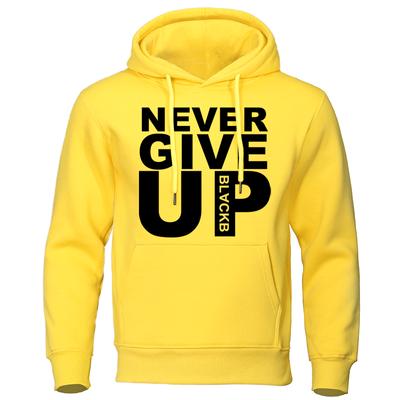 Felpe con cappuccio da uomo Felpe di marca Morbida tuta autunno-inverno Never Give Up Stampa Top in cotone Streetwear Pullover maschili di qualità
