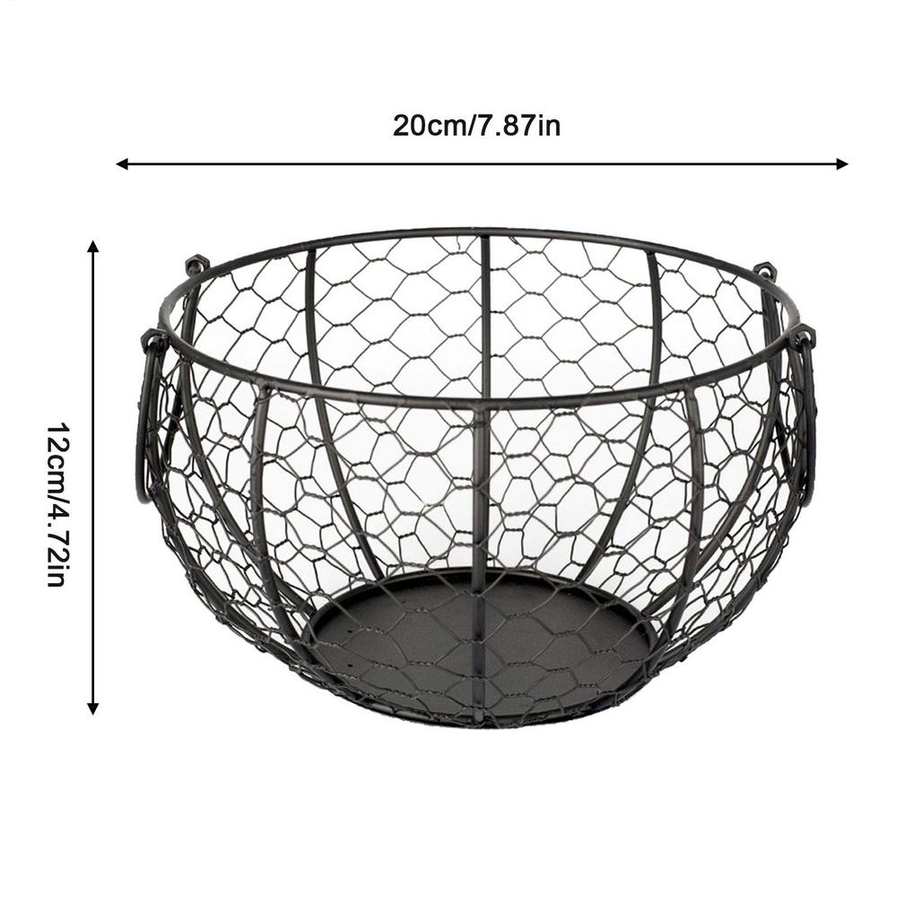 Egg Baskets Kitchen Storage Metal Wire Egg Basket Round Farmhouse Style Egg Collector Basket Large Storage Basket for Fresh Eggs