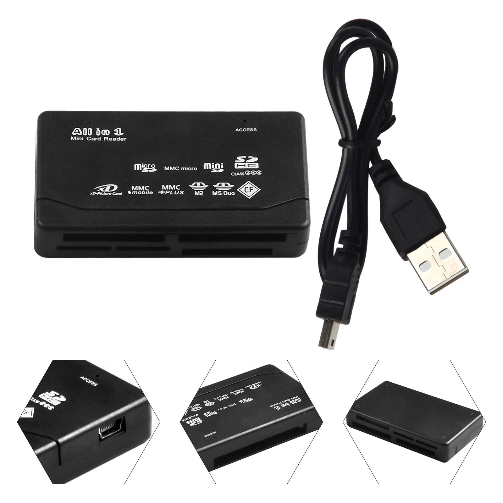 

Адаптер для считывания карт TF CF XD MS MMC SMC Mini All In 1 с комплектом кабелей USB 2.0