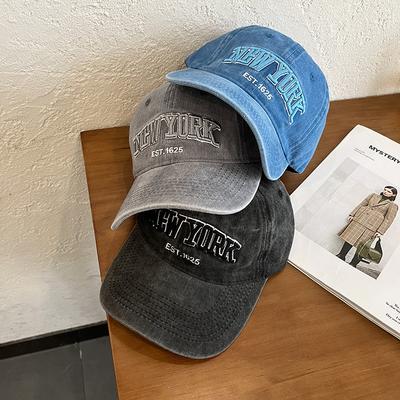 New Washed Peaked Cap Children Retro Versatile Trendy Summer Letters Old Baseball Cap Wide Brim Sun Hat Men