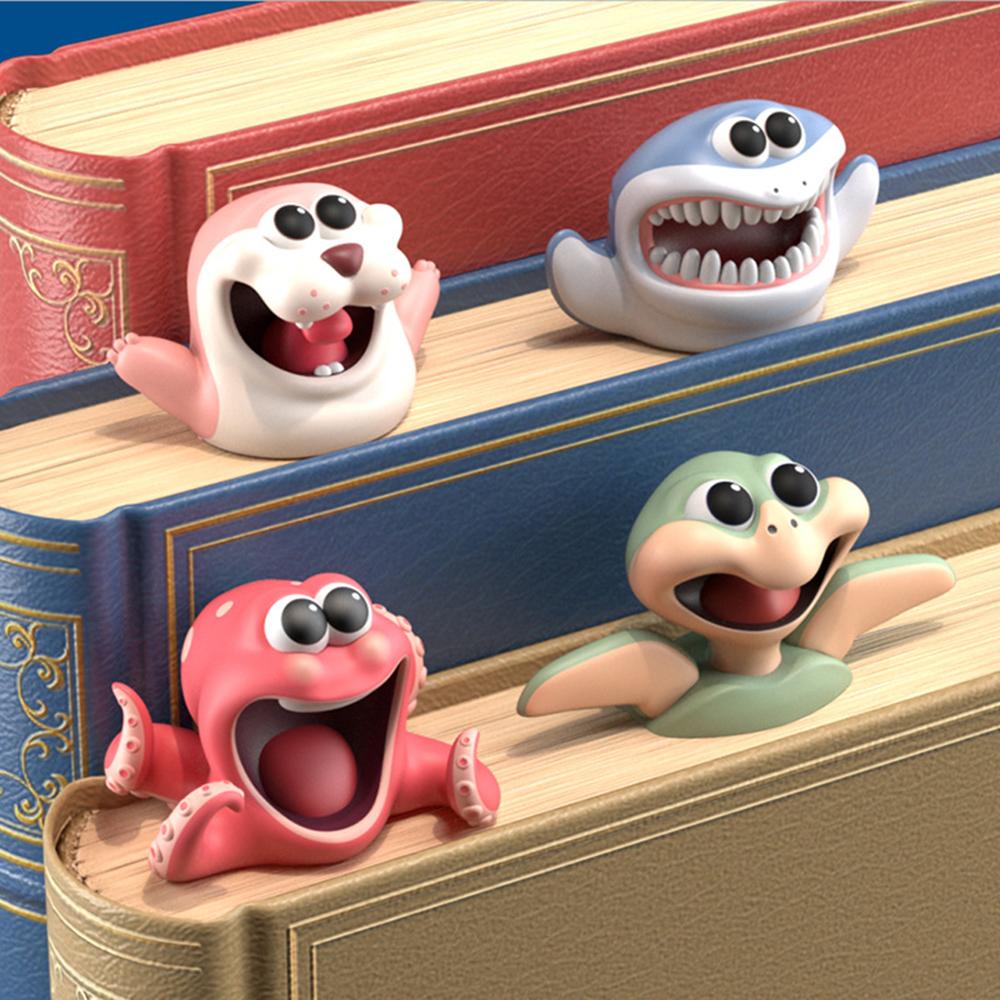 1 PC New 3D Stereo Cartoon Bookmarks Funny Ocean Series Seal Octopus Creative Cute Stationery Student Personalized Creative Gift