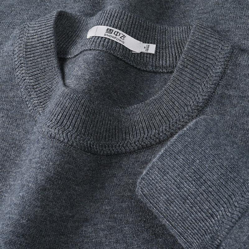 SNOWFLYING Men's Wool Blend Round Neck Sweater