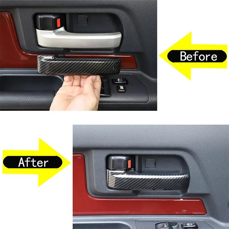 2PCS For Toyota FJ Cruiser 2007 2008- Carbon Fiber Style Interior Door Handle Pull Grab Cover Car Interior Accessories Trim