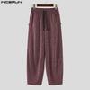 INCERUN Men Drawstring Elastic Waist Striped Casual Loose Harem Pants