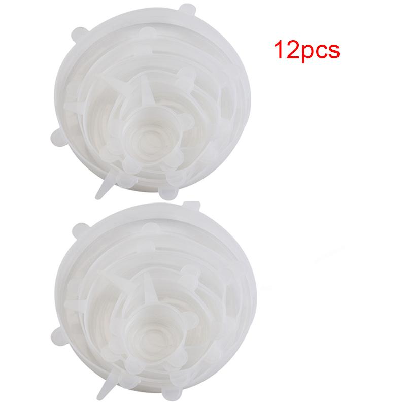 

6/12 шт. Силиконовые растягивающиеся крышки Многоразовые крышки для герметизации продуктов для кастрюль, мисок, сохранения свежести продуктов, эластичная крышка, кухонная посуда