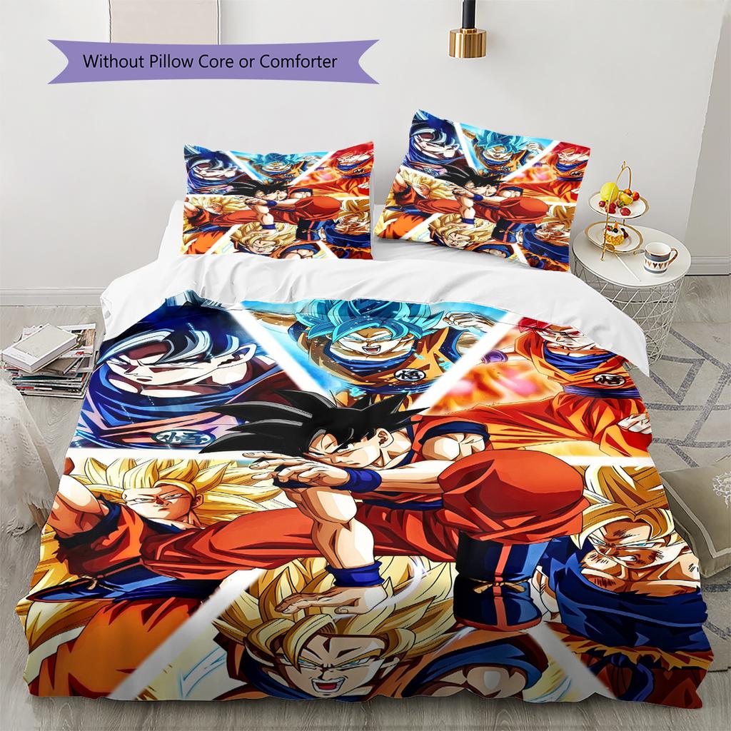 Son Goku Vzor Dragon Ball Povlečení Domácí Dekorace Narozeninový Dárek (1 * povlak na peřinu + 2 * povlak na polštář, bez jádra)