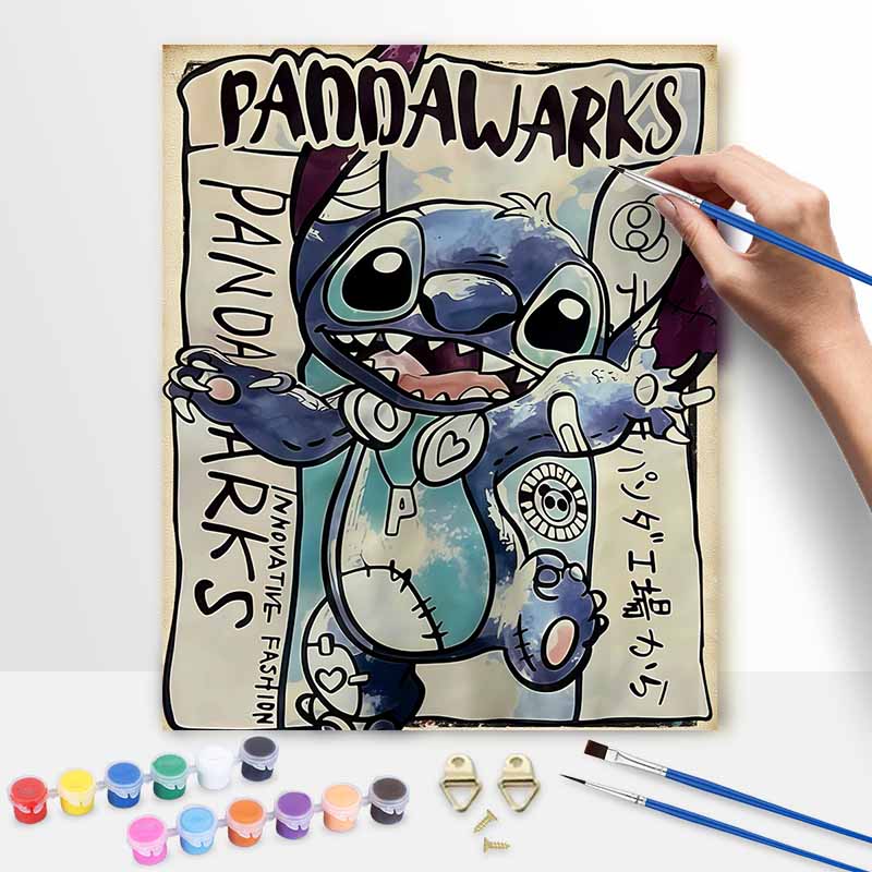 Disney digital oil painting Stitch portrait art handmade diy home decorations 20x30cm