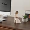 3D Printed Reading Sculpture Angel Book Statue, Resin Desk Decor for Lovers, Lover Decoration Young Girl Figurine Bookshelf, Healing Atmosphere
