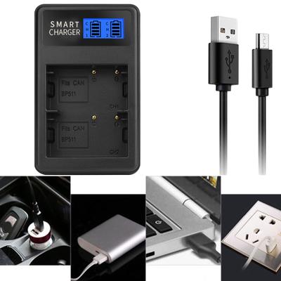 BP511 LCD Charger USB Camera Battery Charger Efficient Charging for EOS 10D 20D 30D 40D 50D D60 MV630i Camera