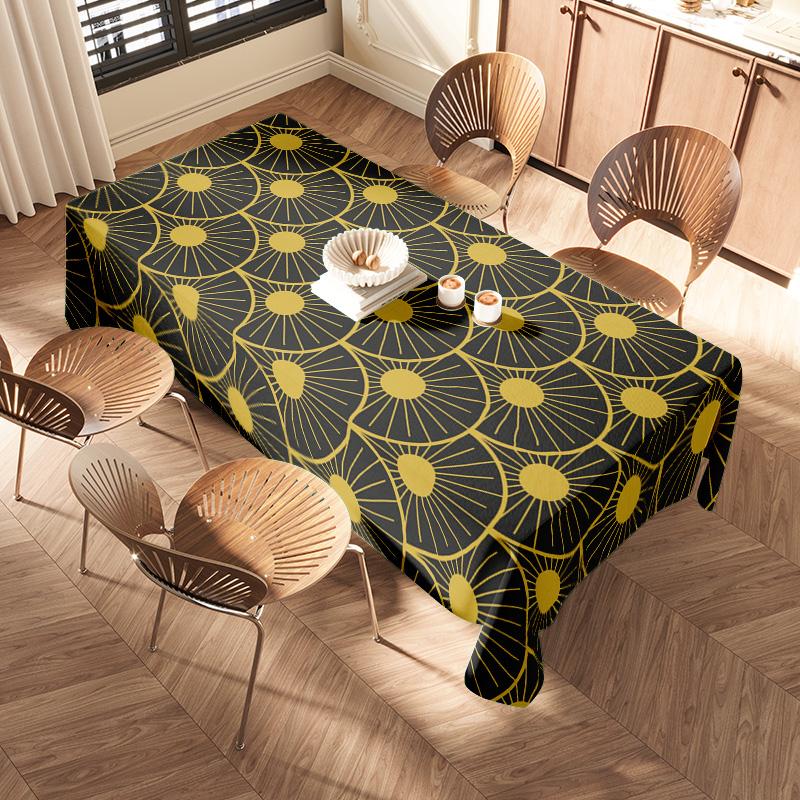 Nappe Étanche Motif Géométrique Vintage Housse de Table à Manger Rectangulaire Lavable Décoration de Table pour Fête Maison Cuisine Tabl