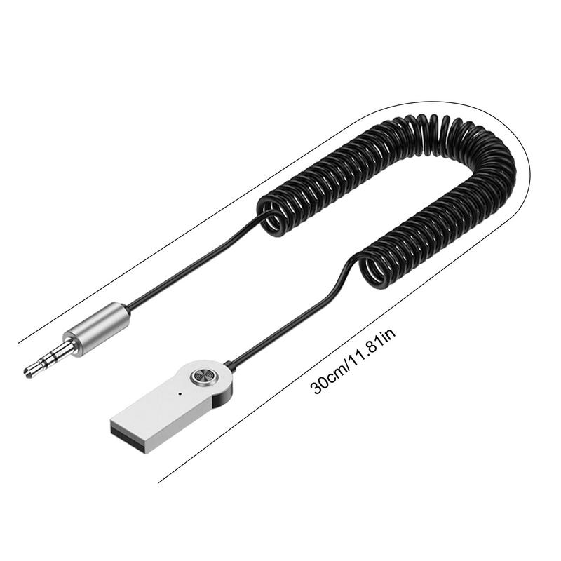 USB-Zusatzadapter für Auto-Sound, Musik-Audio-Stereo-Empfänger, kabelloser Adapter auf 3,5-mm-Buchse, eingebautes Mikrofon, Auto-Audio
