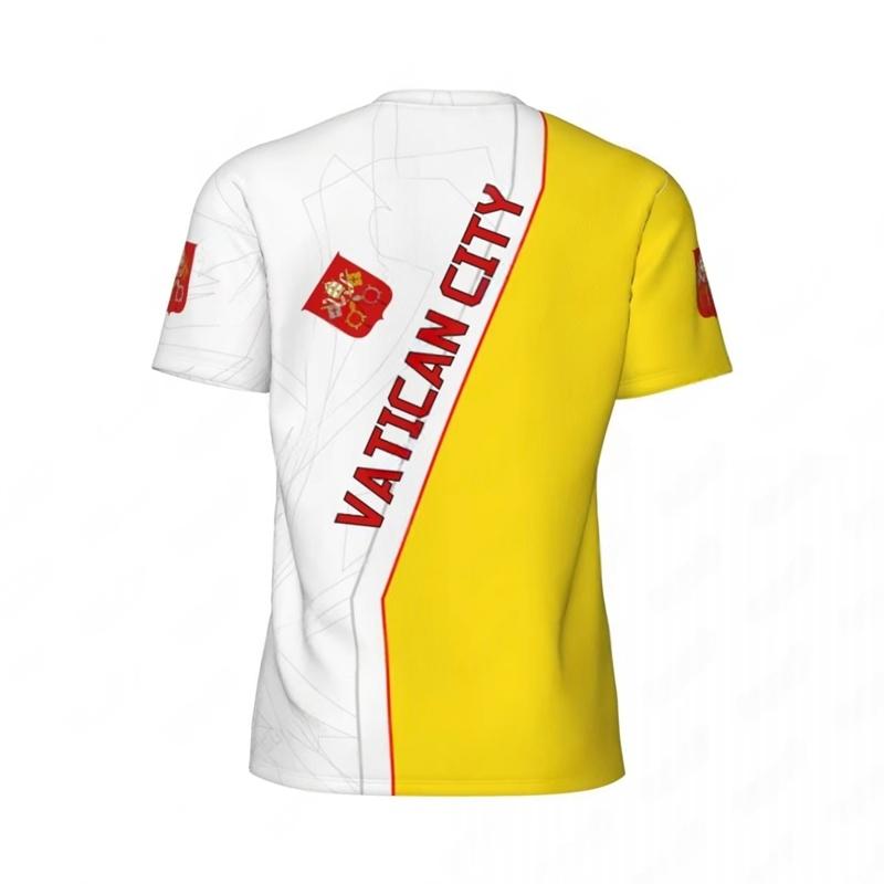 Fashion Vatican City Flag Football T Shirts For Trend Summer National Emblem 3D Printed T-shirts Loose Breathable Sports Tee