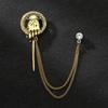 Men's Korean Style Eagle Guitar Brooch with Rhinestone Chain Badge