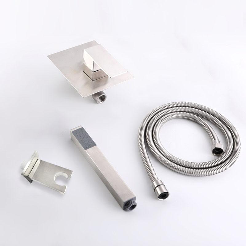 Chrome/Brushed Gold/Black 304 Stainless Steel Bathroom Handheld Shower Set Underdress Square Pressurized Shower Sprinkler Head