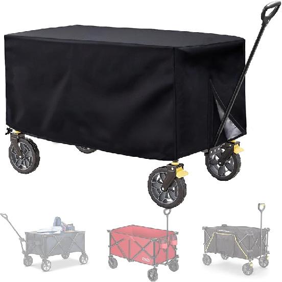 Folding Wagon Cover for Garden Wagon, D22 x W38 x H20, High Density Waterproof,Utility Wagon Cart Cover only Black