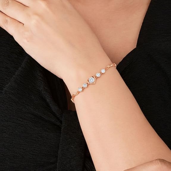 Women's Rose Gold And Silver Plated Heart Shape Bracelet For birthday Gifts