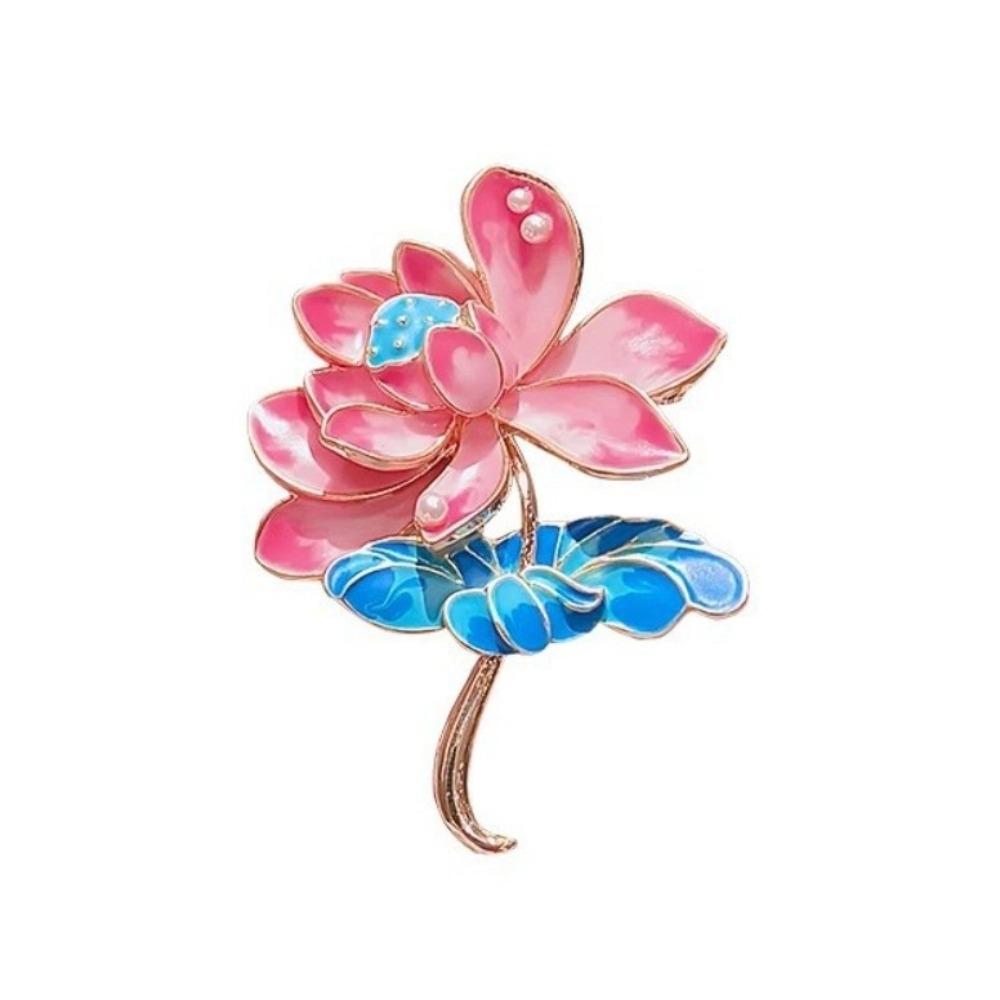 Elegant Flower Enamel Brooches Vintage Lapel Pin New Lotus Brooch for Women  Cloth Accessories
