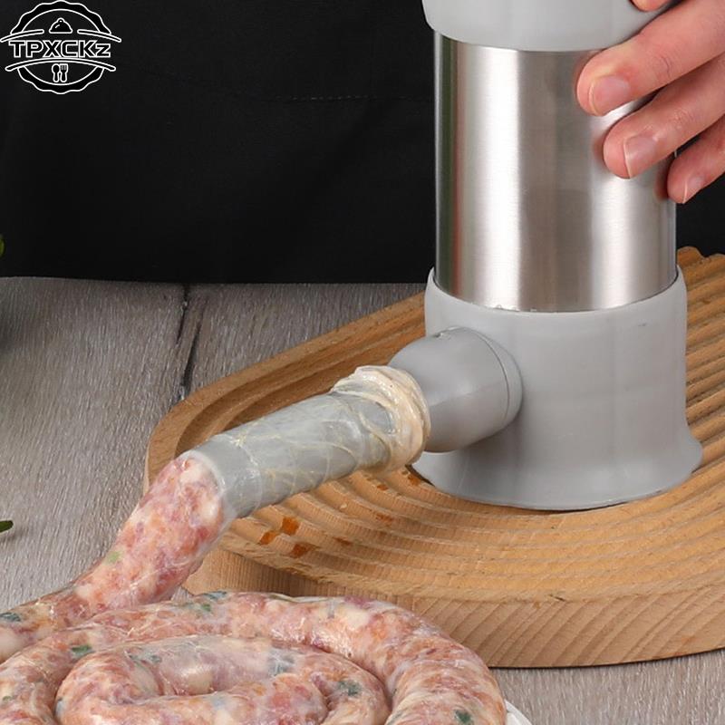 1set Stainless Steel Sausage Meat Stuffer Horizontal Sausage Maker Homemade Kitchen Meat Sausage Maker Tool Sausage Filler