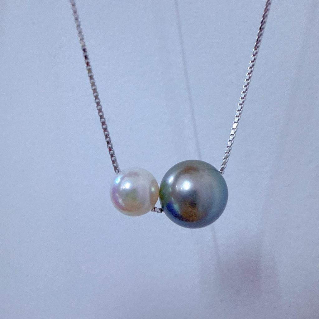 S925 Sterling Silver Tahitian Black Pearl Necklace Set - Light Luxury Jewelry Collection