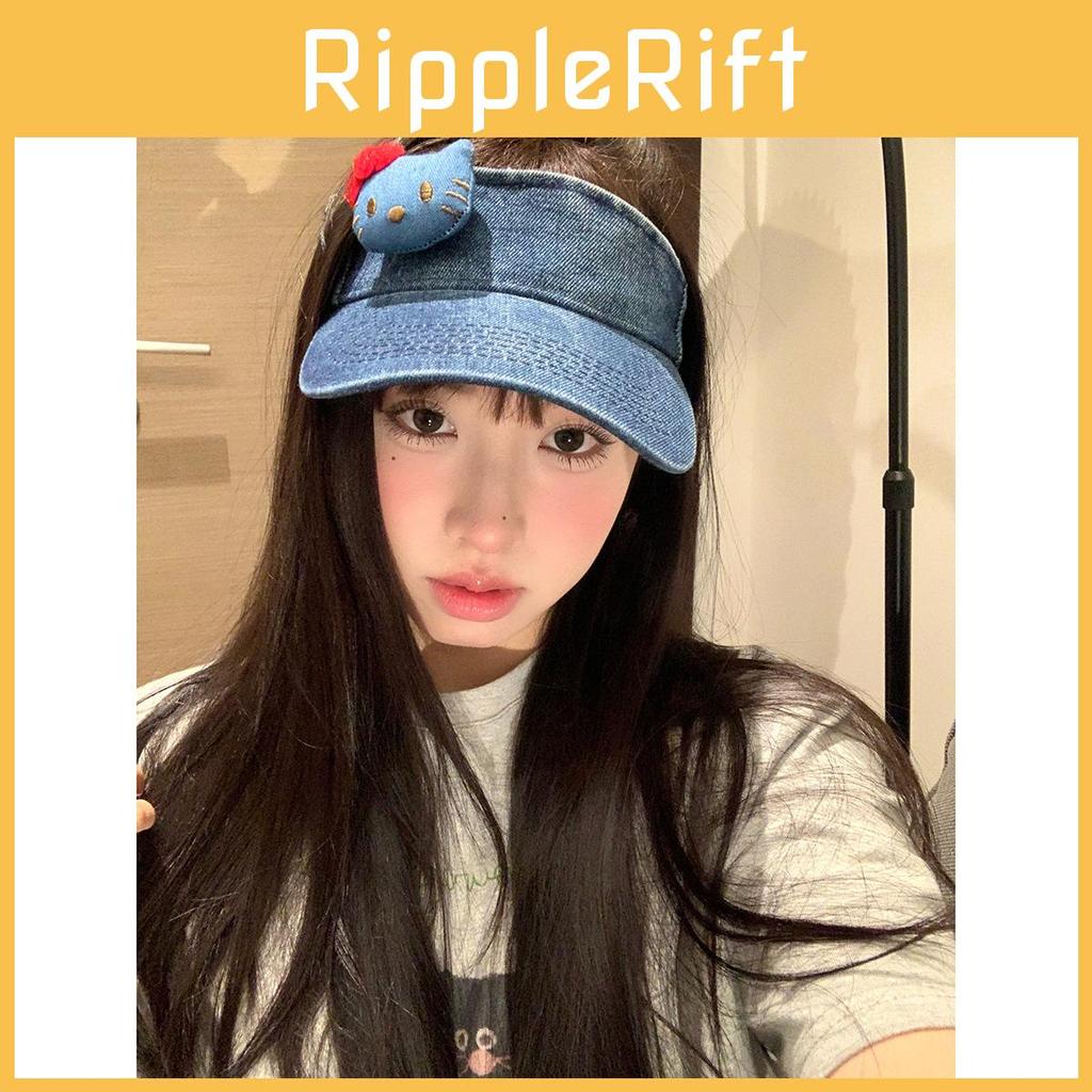 Adorable Cute Cartoon Cat Denim Hat For Spring Summer Lightweight Comfortable Sun Protection